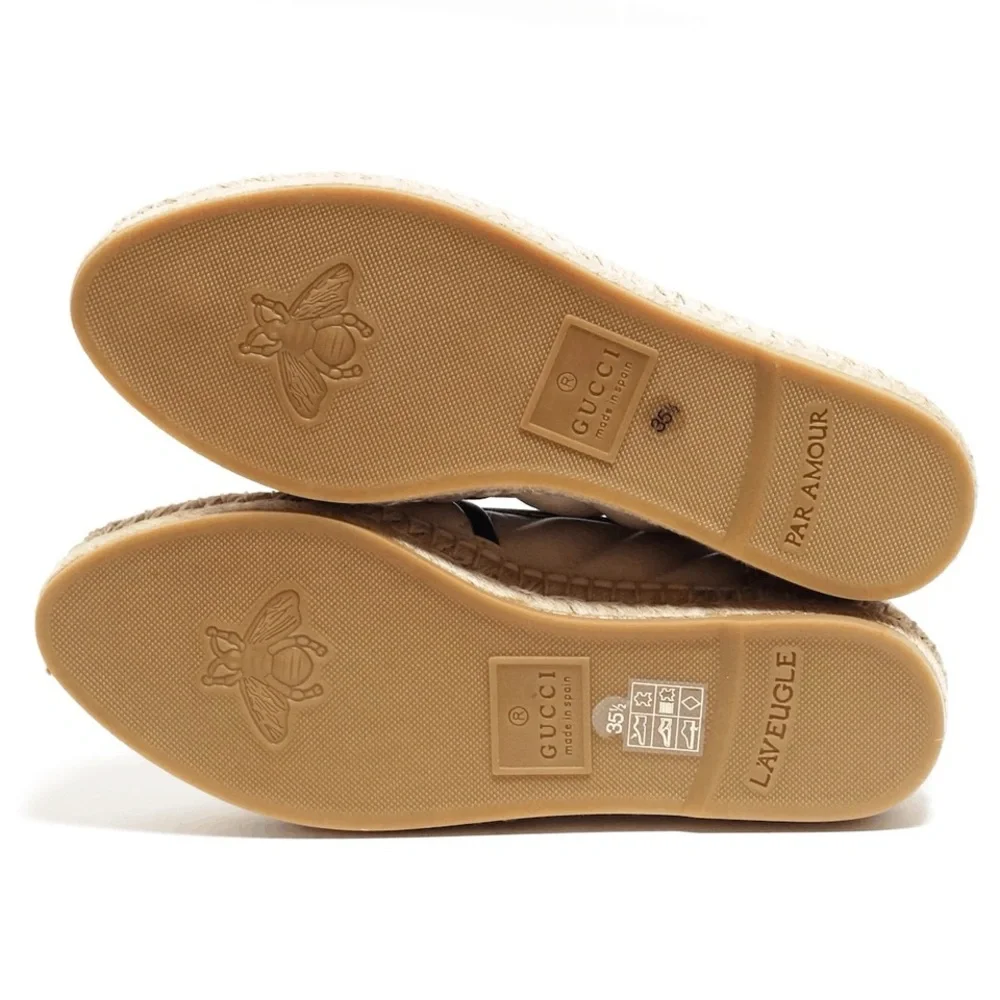 Authentic NEW GUCCI Nappa Matelasse GG Marmont Espadrilles 35.5 Cream US 35.5